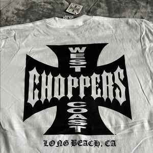 West Coast Choppers White Short-Sleeve Logo Tee retro vintage size large